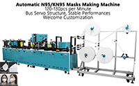 02 Automatic N95 Masks KN95 Masks Making Machine, 120-130pcs per Minute, Bus Servo Structure, Stable Performances, Welcome Customization Blue