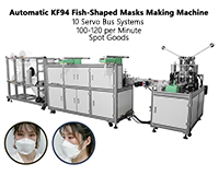 10 Automatic KF94 Fish Shaped Masks Making Machine, 10 Servo Bus Systems, 100-120 per Minute
