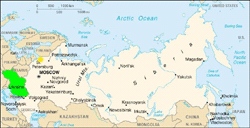 St-Petersburg city is flashing in Russia map.